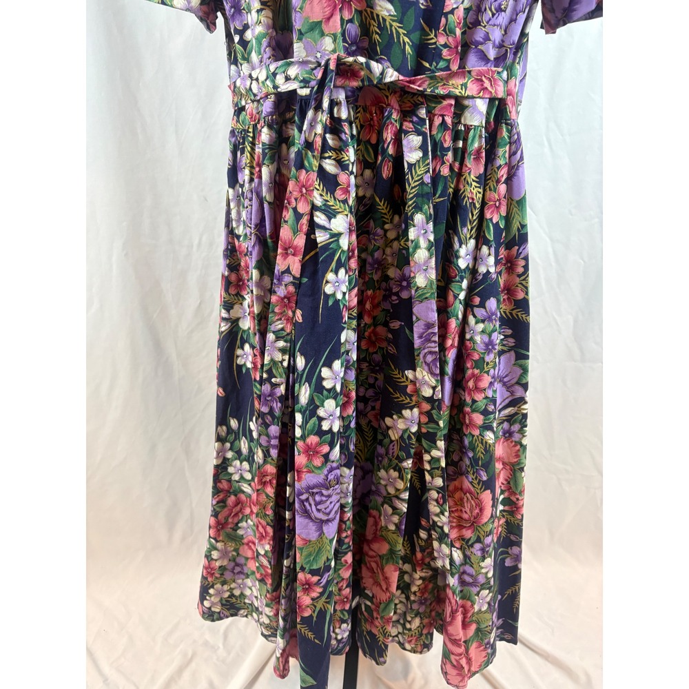 Sweet Reason Vintage Floral Midi Dress Lace Collar Pearl Buttons Navy Plus 22W - Picture 16 of 16